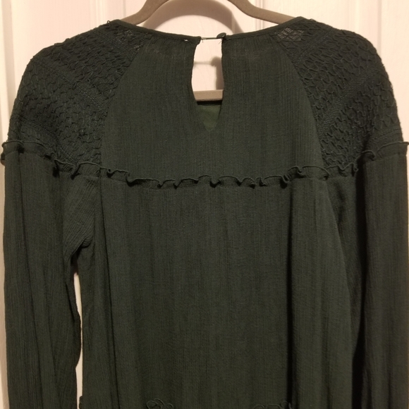 Anthropologie Moon River Smocking Tiered Woven Mini Dress Green Size Small - Picture 6 of 8
